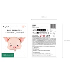Шар ПД Фигура, Голова, Поросенок, Розовый, 30