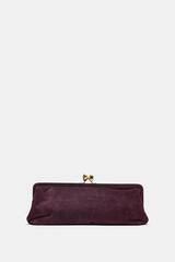 ZARA КОЖАНЫЙ КЛАТЧ, БОРДОВО-КРАСНЫЙ