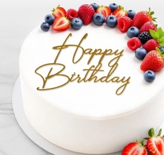 Топпер «Happy Birthday», акриловый, Золото, 8,5*12 см