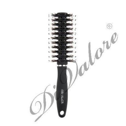 Di Valore 301-025B#34 Расческа круглая для укладки, с натур.щетиной ЧЕРНАЯ 22,5см Д32мм