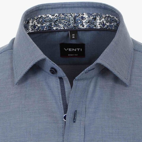 Рубашка Venti Body Fit 103522400-100 из структурной ткани синяя
