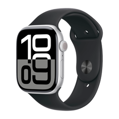 Умные часы Apple Watch Series 10 GPS, 46mm, Silver Aluminium Case with Sport Band M/L, Black (Черный)