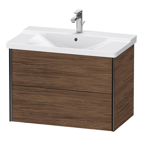 Duravit XViu XV41160B221 Тумба подвесная 565x810x469мм, для раковины #233285, 2 ящика, цвет: walnut dark/черный матовый