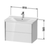 Duravit XViu XV41160B221 Тумба подвесная 565x810x469мм, для раковины #233285, 2 ящика, цвет: walnut dark/черный матовый