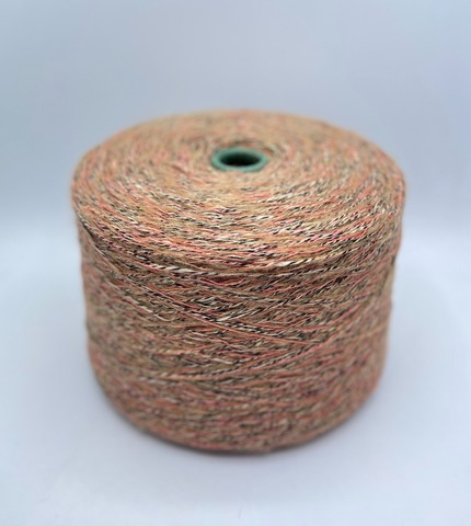 Бобинная пряжа(пр.Италия),200м(смотка)/100гр.Альпака/Меринос/Лен/Хлопок/Полиамид(люрекс), цвет-Песочно-коралловый, арт- 27442