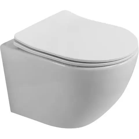 BelBagno Uno BB7006CHR/SC Унитаз подвесной безободковый, с сиденьем дюропласт, цвет: белый