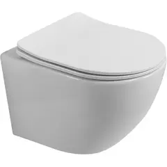 BelBagno Uno BB7006CHR/SC Унитаз подвесной безободковый, с сиденьем дюропласт, цвет: белый фото