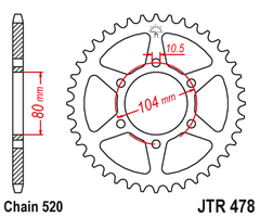 Звезда задняя JTR478.43ZBK для Kawasaki ZX-6R Ninja, Z750