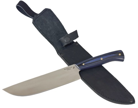 Кухонный нож Шеф, цельнометаллический, кованая 95х18, микарта (синий)