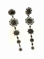Серьги FIVE STARS с черными кристаллами в черном родии в стиле Ko Jewelry