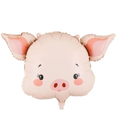 Шар ПД Фигура, Голова, Поросенок, Розовый, 30