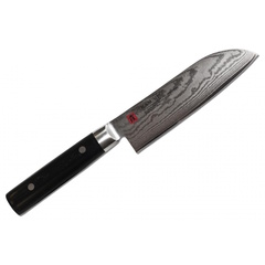 Фото Нож кухонный Сантоку Kasumi Damascus 13 см, сталь VG-10 в обкладках из дамаска, рукоять стабилизированная древесина