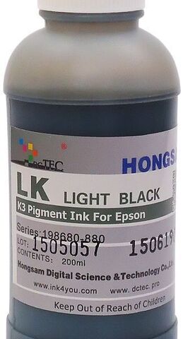 Чернила пигментные DCTec 7880P/200 - UltraChrome Epson 7880/9880 light black (серый) 200 мл. Серия 198680-880