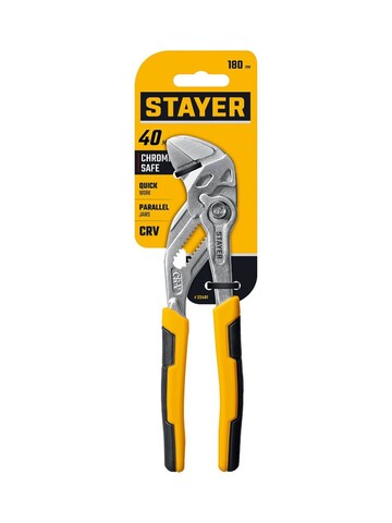 STAYER PlierWrench 180 мм, захват 40 мм, переставные клещи-гаечный ключ (22401)