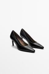 Massimo Dutti Кожаные туфли на высоком каблуке, черный