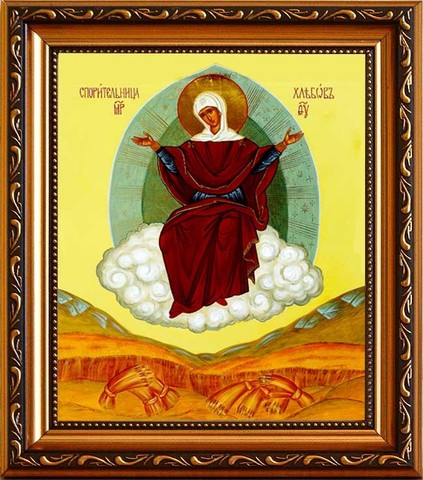 Спорительница хлебов. Икона Божьей Матери на холсте.