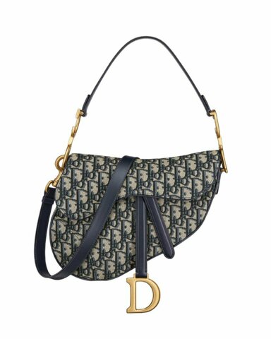 Сумка Dior Saddle с ремнем синий