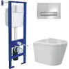 Berges 43381 Комплект : инсталляция АТОМ Line кнопка хром глянец, унитаз VITA Rimless 49 см, сиденье дюропласт микролифт, быстросъём