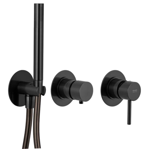 Remer X Style X97D2PCFP Смеситель для душа с душевым набором, цвет: черный хром брашированный