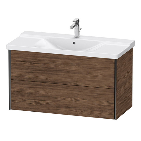 Duravit XViu XV41170B221 Тумба подвесная 565x1010x469мм, для раковины #233210, 2 ящика, цвет: walnut dark/черный матовый