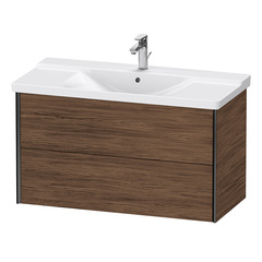 Duravit XViu XV41170B221 Тумба подвесная 565x1010x469мм, для раковины #233210, 2 ящика, цвет: walnut dark/черный матовый фото