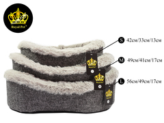 Royal pet овал меховой рогожка серая №2