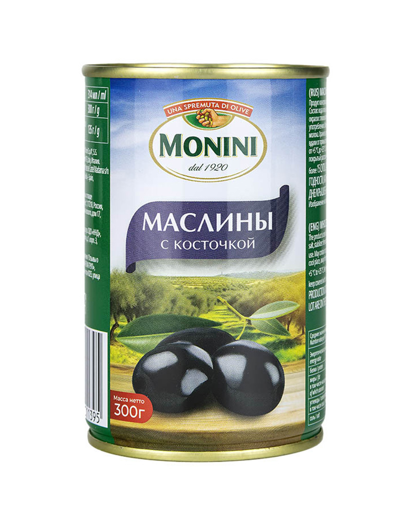 Маслины Monini с косточкой, 300 г