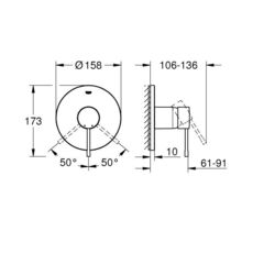 Смеситель однорычажный для душа GROHE Essence, круглая розетка, темный графит матовый (24057AL1)
