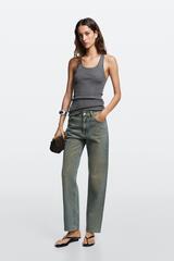 Massimo Dutti Джинсы прямого кроя с высокой талией, синий