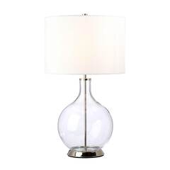 Хромированная современная настольная лампа с тканевым абажуром Elstead Orb ORB-CLEAR-PN-WHT, E27, в гостиную