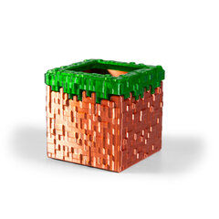 Подставка для карандашей "Minecraft" Майнкрафт в виде травяного блока, 3D печать, 8х7.5х7.5см, медно-зеленый