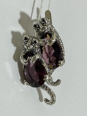 Сытый кот (серьги из серебра)