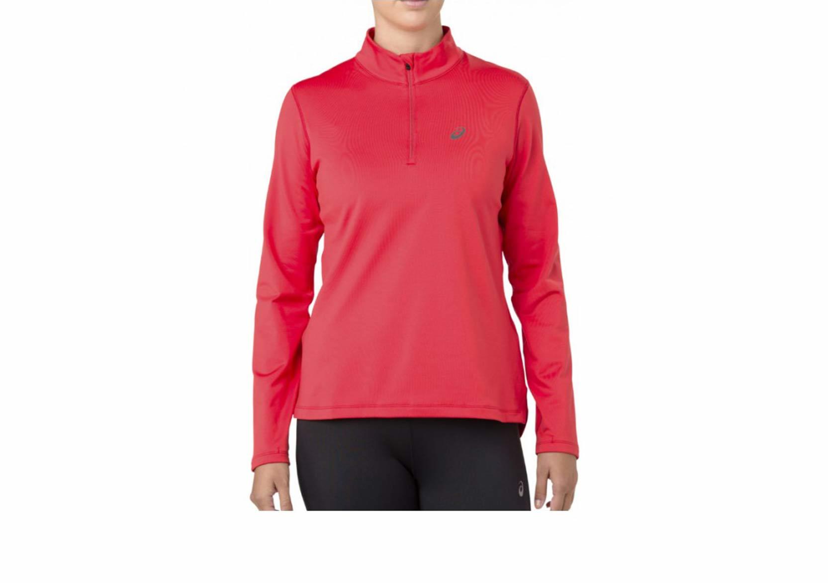 Asics Silver Ls 1/2 Zip Winter беговая рубашка женская розовая - 3