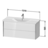 Duravit XViu XV41180B122 Тумба подвесная 565x1210x469мм, для раковины #233212, 2 ящика, цвет: белый глянцевый/champagne matt