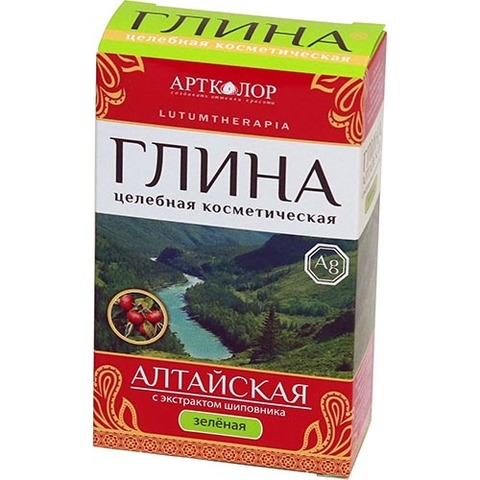 Глина алтайская зелёная с экстрактом шиповника