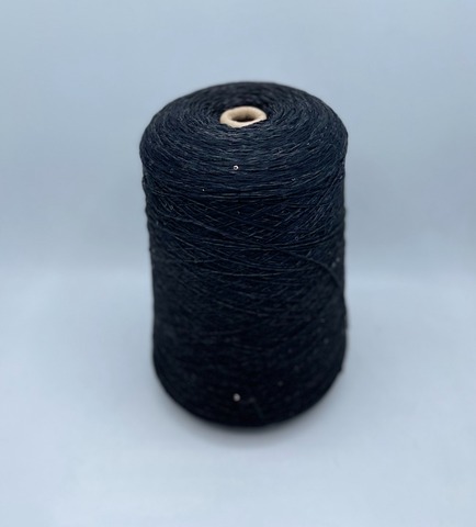 Бобинная пряжа (пр.Италия).art-Merino paillettes 380м/100гр, 96% меринос, 4% Пайетки(3мм)(полиэстер), цвет-Черный,неоднотонный+черная пайетка, арт.30664