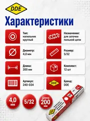 Напильник круглый DDE 4,0 мм - 5/32