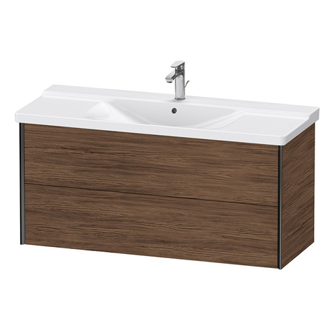 Duravit XViu XV41180B221 Тумба подвесная 565x1210x469мм, для раковины #233212, 2 ящика, цвет: walnut dark/черный матовый