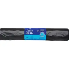 Мешки для мусора 120 л 35 мкм 20шт/рул черные 68х110см Luscan