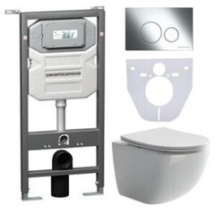 Ceramica Nova CN3009_1001CH_1000 Комплект: Подвесной унитаз + Шумоизоляционная панель для инсталляции + Система инсталляции для унитазов с кнопкой смыва фото