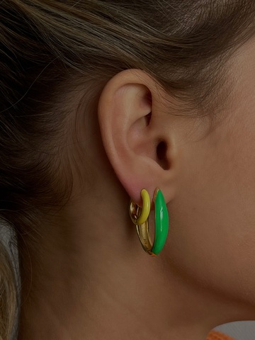 Серьги Конго, серебро 925, позолота 18k, желтая эмаль 2