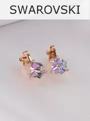 Клипсы Миражи с сиреневыми кристаллами Swarovski