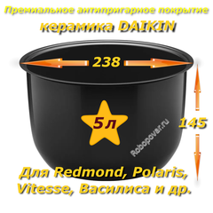 Сменная чаша с керамическим покрытием для мультиварки Garlyn на 5 литров