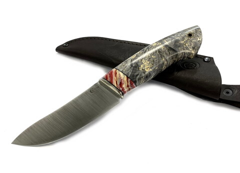 Нож Кайман, Bohler S390, мельхиор, зуб мамонта, кап клена
