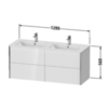 Duravit XViu XV41290B122 Тумба подвесная 560x1218x480мм, для двойной раковины #233613, 4 ящика, цвет: белый глянцевый/champagne matt