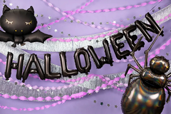 Надпись-шарики чёрная "Хеллоуин" [Halloween] 2,8 м