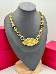 Колье цепь крупная LIPS с пирсингом в стиле Schiaparelli