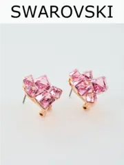 Серьги гроздья Мираж с розовыми кубиками Swarovski