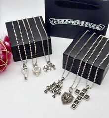 63162-Колье-цепочка с подвеской КРЕСТ в стилистике CHROME HEARTS