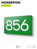 Номер на дверь 856, табличка на дверь для офиса, квартиры, кабинета, аудитории, склада, зеленая 120х70 мм, Айдентика Технолоджи